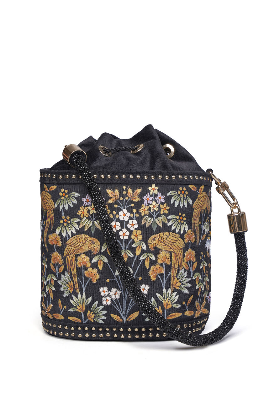 Pichhwai Bucket Bag - Nightingale Black, Black, image 8